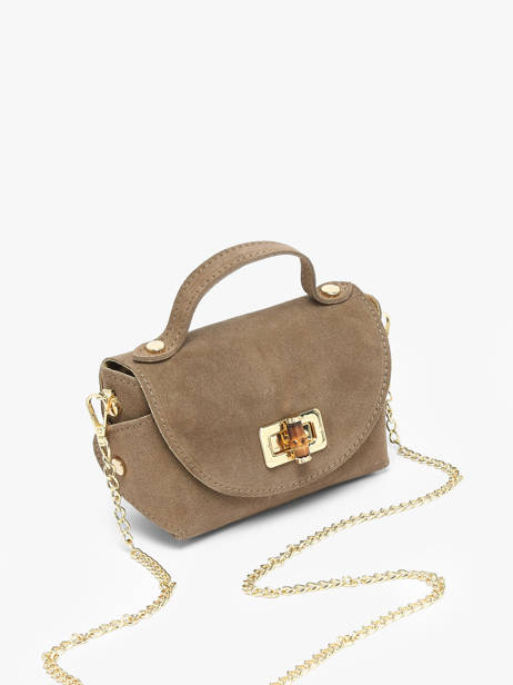 Cross Body Tas Velvet Leder Milano Bruin velvet VE24117 ander zicht 1